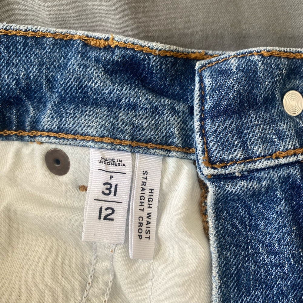 LOFT High Waist Straight Crop Jeans Distressed Casual - Picture 4 of 8
